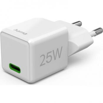 Cargador Rápido Hama USB-C PD/Qualcomm® Super Mini 25W Blanco