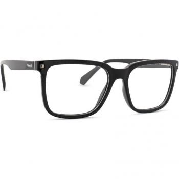Polaroid PLD D436 Rectangle Full-Rim Men's Glasses with 55mm Lens, Black Plastic Frame