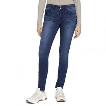 Jeans Pitillo Mujer Tom Tailor Alexa Skinny con Stretch, Talla 31/32, Azul Oscuro (Stone Wash)