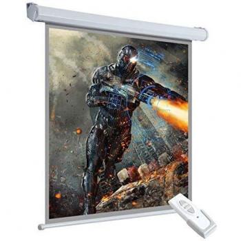 HOMCOM Pantalla del Proyector Eléctrica Portátil Universal Pantalla para Proyección Motorizada 100 4:3 con Control Remoto Cine en Casa Presentaciones Colgada de Pared