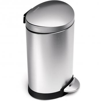 simplehuman Cubo SEMICIRCULAR 6 L Mate, Acero Inoxidable Cepillado, 6 litros