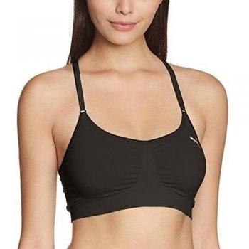 PUMA Bustier Studio Second Skin Bra Top - Ropa interior deportiva para mujer, color negro, talla XL