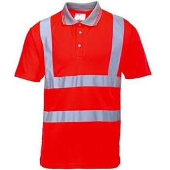 Polo de Manga Corta Hi-Vis Rojo con Reflectantes Portwest S477 Talla 3XL