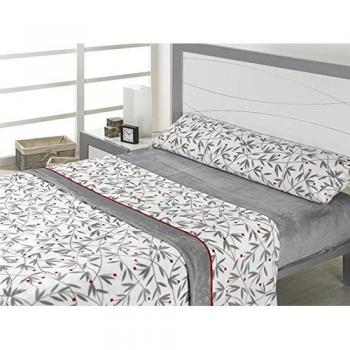 LaNovenaNube - Juego de sábanas Microcoral C04 - Cama 105 - Color Gris