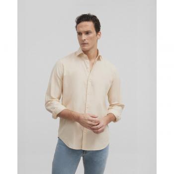 Camisa sport beige claro de algodón para Hombre con estructura ligera