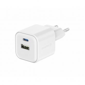 Cargador de pared GaN 35W con USB-C PD y USB-A QC Blanco