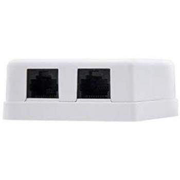 NANOCABLE 10.21.1502 - Roseta de superficie RJ45 con 2 toma de conexión Cat.6 UTP, blanco