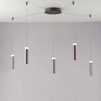 Lámpara Colgante LED Candela de 5 Luces en Bronce, 35W, 3600Lm, 4000K, Ajustable de 20 a 400 cm