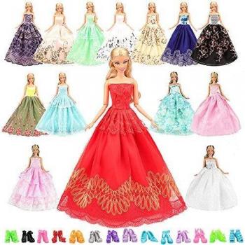 Miunana 5 Hermoso Novia Vestidos de Noche Hechos a Mano Ropa Vestir Boda Fiesta + 10 Zapatos para 11.5 Pulgadas 30 CM Muñeca Regalo