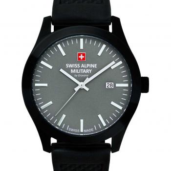 Reloj Swiss Alpine Military® SAM7055.1878 - Reloj de pulsera para hombre, cronógrafo, resistente al agua hasta 100 metros, caja de acero inoxidable, esfera negra con detalles en rojo y blanco, cor