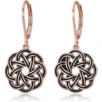 Pendientes de plata de ley con nudo celta,Rosa,One Size