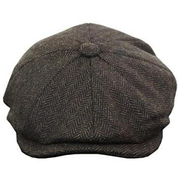 Infinity Leather Mens Peaky Blinders Brown Tweed Gatsby Hat - X-Large