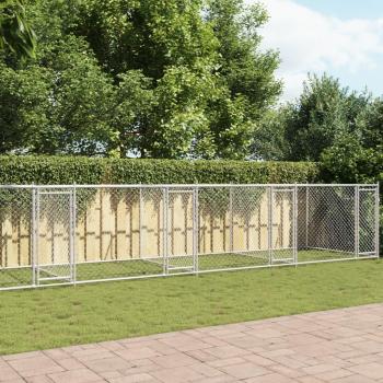vidaXL Dog Cage with Doors Grey 12x2x1.5 m Galvanised Steel