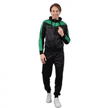 Chándal Givova Roma Polarfleece con Capucha, Conjunto Deportivo Unisex, Color Negro/Verde
