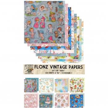 Paper Pack (24sh 6x6) Baby Newborn FLONZ Vintage Paper for Scrapbooking and Craft