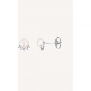 Pendientes de Plata de Ley con Circonitas, Perla Cultivada y Diseño Exclusivo Vidal & Vidal