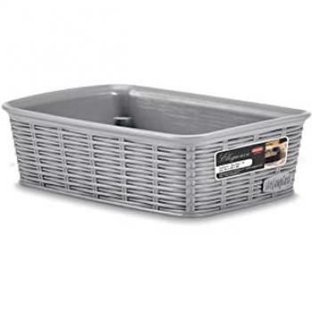 Cesta de Ratán Elegance Gris Piedra 25x19x6 cm - Stefanplast