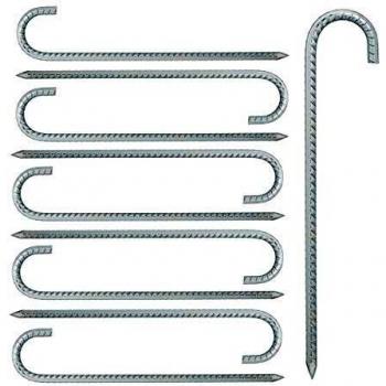 Set de 10 Piquetas XL para Camping, Anclajes de Acero Zincado, Longitud 38.5 cm, Color Plateado