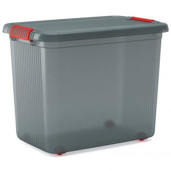 KIS K Latch Box XXL Cuerpo + Tapa con Clips 59 x 39 x 45 h, Gris Transparente, 59.1 x 39 x 87.5