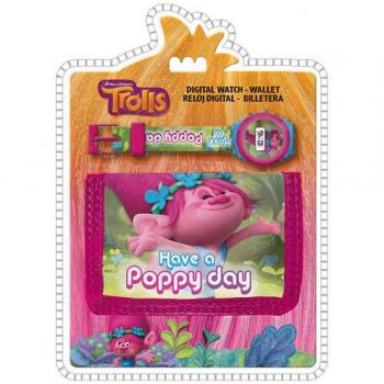 Set reloj digital y billetera de Trolls (TR17053)