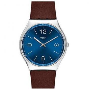 Swatch Reloj Analógico para Hombre de Cuarzo Suizo con Correa en Cuero Genuino SS07S101