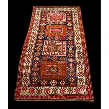 Alfombra Oriental Hecha a Mano Antiguo Kazak Caucásico 270x130 cm con Certificado de Autenticidad