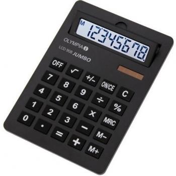 Calculadora de Sobremesa Olympia LCD 908 Jumbo, Pantalla Grande, Solar y Batería, Color Negro