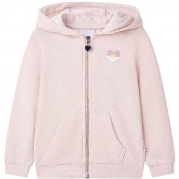 Sudadera infantil con capucha y cremallera rosa claro mezcla 140