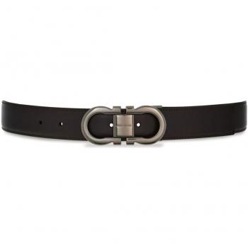 Ferragamo Men's Gancini Leather Belt - Brown, Size 105, 670326; Ferragamo Men's Double Gancini Reversible Leather Belt - Black/Hickory, Size 105 cm / 42 in