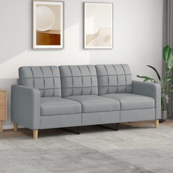 Sofá de 3 plazas gris claro en tela de 180 cm Vidaxl