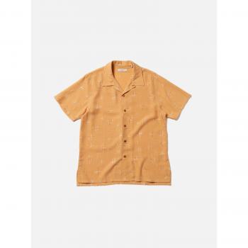 Nudie Jeans Slim Fit Arvid 50s Hawaii Shirt in Orange - Size L