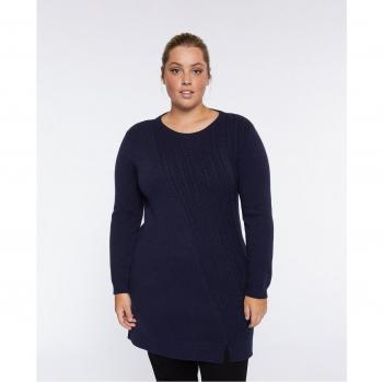 Jersey de mujer largo con detalles trenzados