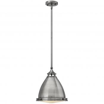 Lámpara colgante Amelia de cúpula mediana, níquel antiguo pulido, vidrio claro, 32 cm, E27