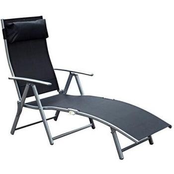 Outsunny Tumbona Plegable Respaldo Ajustable a 7 Niveles con Almohada Texteline Resistente Relax en Exterior Piscina Terraza Camping 137x63.5x100.5cm Acero