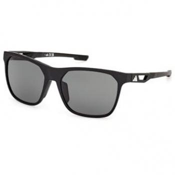 Gafas de sol Adidas Sport SP0091 negras mate con lentes polarizados verdes oscuro, unisex, tamaño 55 MM