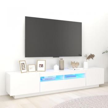 vidaXL TV Cabinet with LED Lights White 200x35x40 cm