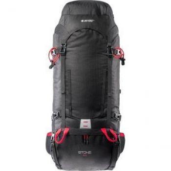 Hi-Tec Stone 65L Unisex Hiking Backpack - Black/High Risk Red