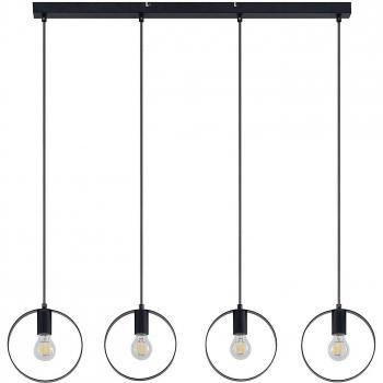 Lámpara colgante moderna Lindby Shaima en negro, hecha de metal, con 4 anillos y 4 llamas E27 para salón y comedor