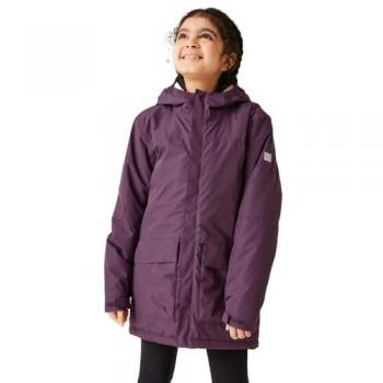 Regatta Kids Insulated Waterproof Jacket - Deep Plum/Warm Taupe, Size 5-6 Years