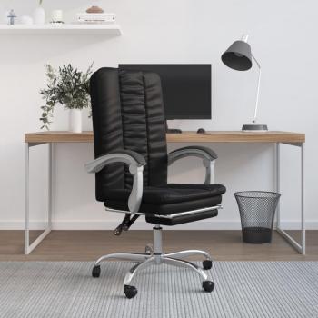 Silla reclinable de oficina de cuero sintético negro