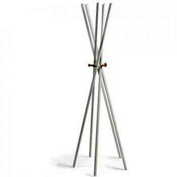 Kave Home - Perchero de pie Chelsey Blanco 170 cm de Acero y pomos de Madera de Caucho