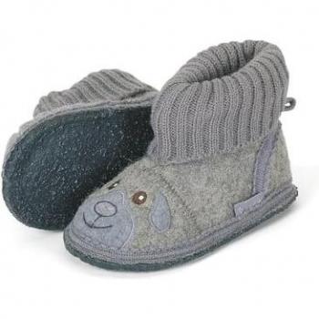 Zapatillas de casa de fieltro con bordado gris ahumado Sterntaler