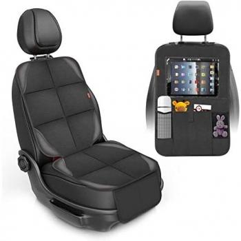VANLONTD Protector De Asiento De Coche + Almohadilla De Almacenamiento De Asiento Trasero para Coche, Funda De Asiento De Coche para Niños con Bolsillos para Asientos De Coche De Cuero Y Tela