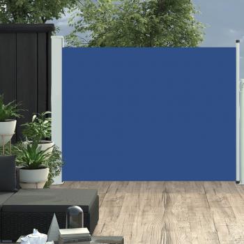 Cortina lateral retráctil para patio azul 140x500 cm