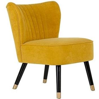 Sillón Mostaza tapizado de Terciopelo y Madera de 58x70x75 cm - LOLAhome