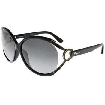 Salvatore Ferragamo SF600S Round Women's Sunglasses - Black Grey Gradient - One Size