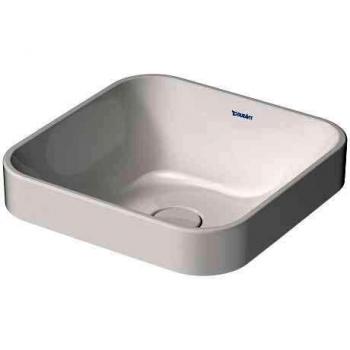 Lavabo sobre encimera Duravit Happy D.2 Plus 400x400 mm, sin orificio para grifo, sin desagüe, color blanco/antracita mate