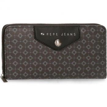 Cartera de mujer Pepe Jeans Bethany en color negro con cierre de cremallera