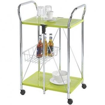 WENKO 900050100 Carro de cocina Sunny Green - plegable, Metal recubrimiento de polvo, 56.5 x 90.5 x 44 cm, Verde
