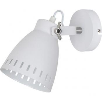 Aplique Industrial y Retro Franklin Blanco Níquel Satinado 1 Luz E27 con Pantalla Blanca
